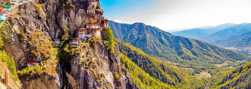 Taktsang (Tiger's Nest) monastery on its cliff above the Paro valley